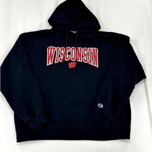 Champion Wisconsin Embroidered Hoodie Sweatshirt Size XL